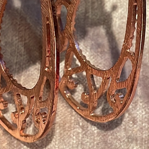 Southwestern Style Rosetone Open Hoops 2 1/2” Long - Picture 5 of 7